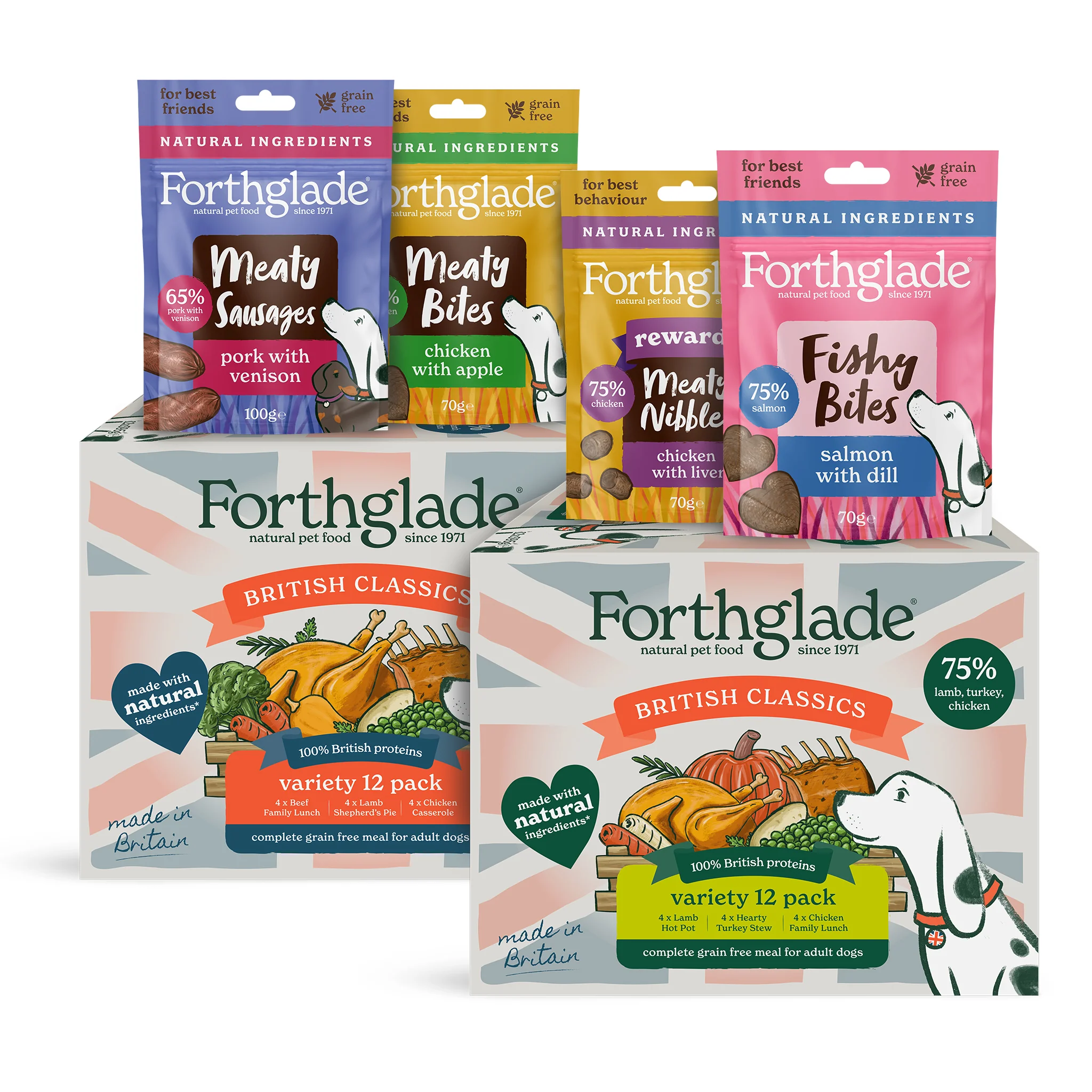 British Classics Wet Dog Food & Meaty Treats Bundle