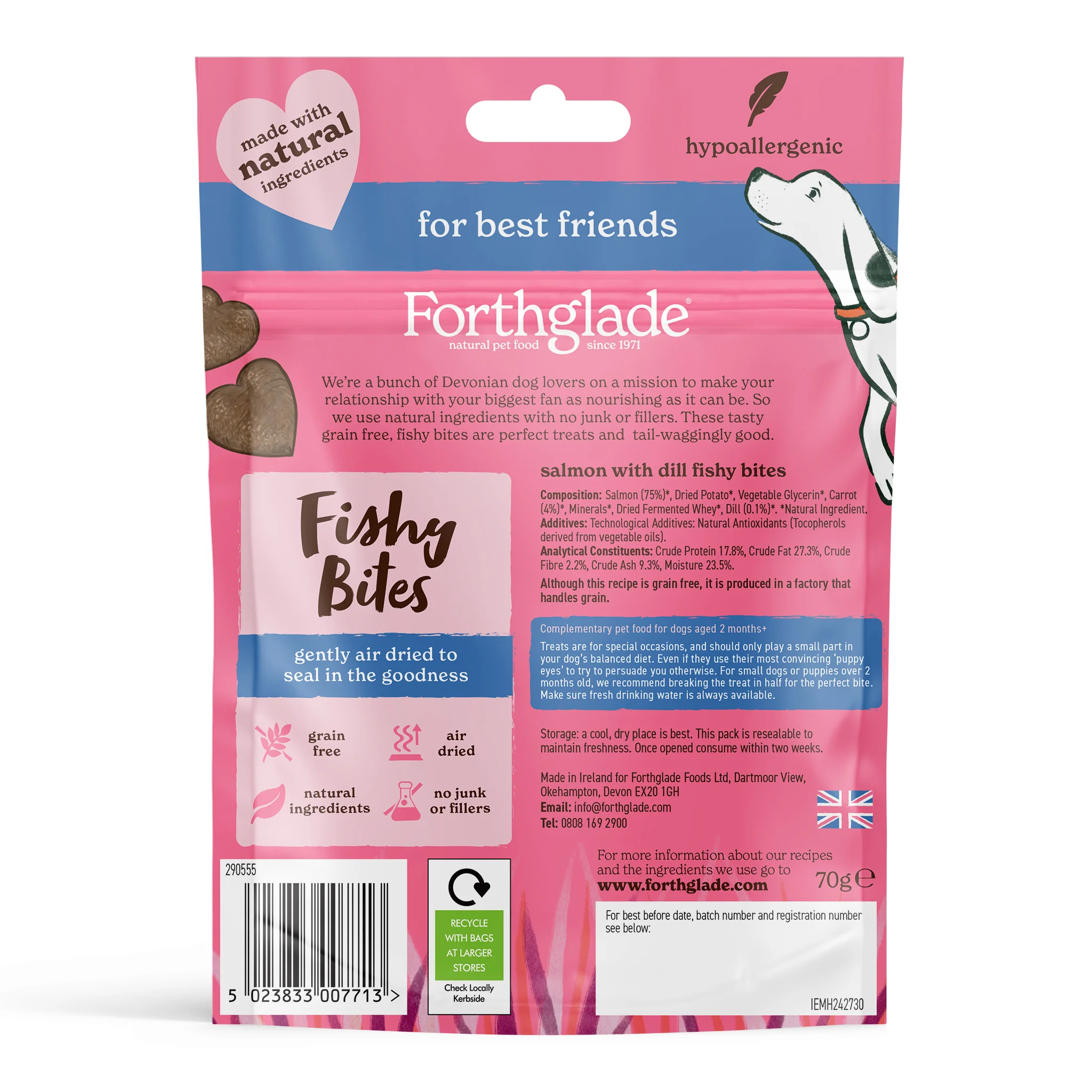 Fishy Bites Salmon & Dill Dog Treats (1 x 70g) - Image 6